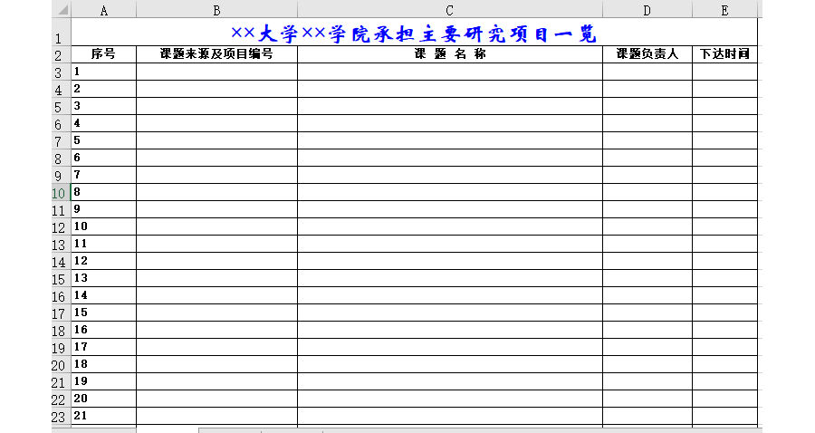 大学学院承担主要研究项目一览