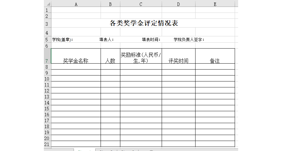 各类奖学金评定情况表