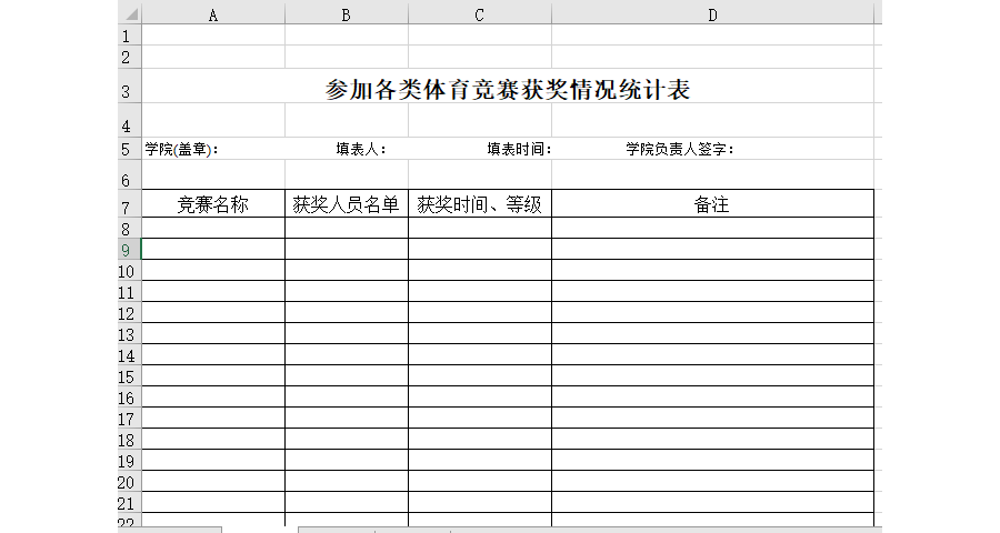 各类体育竞赛获奖情况统计表